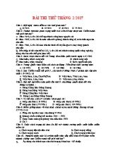 Đề trắc nghiệm thi thử tháng 2 Lịch sử lớp 12 - Năm học 2016-2017